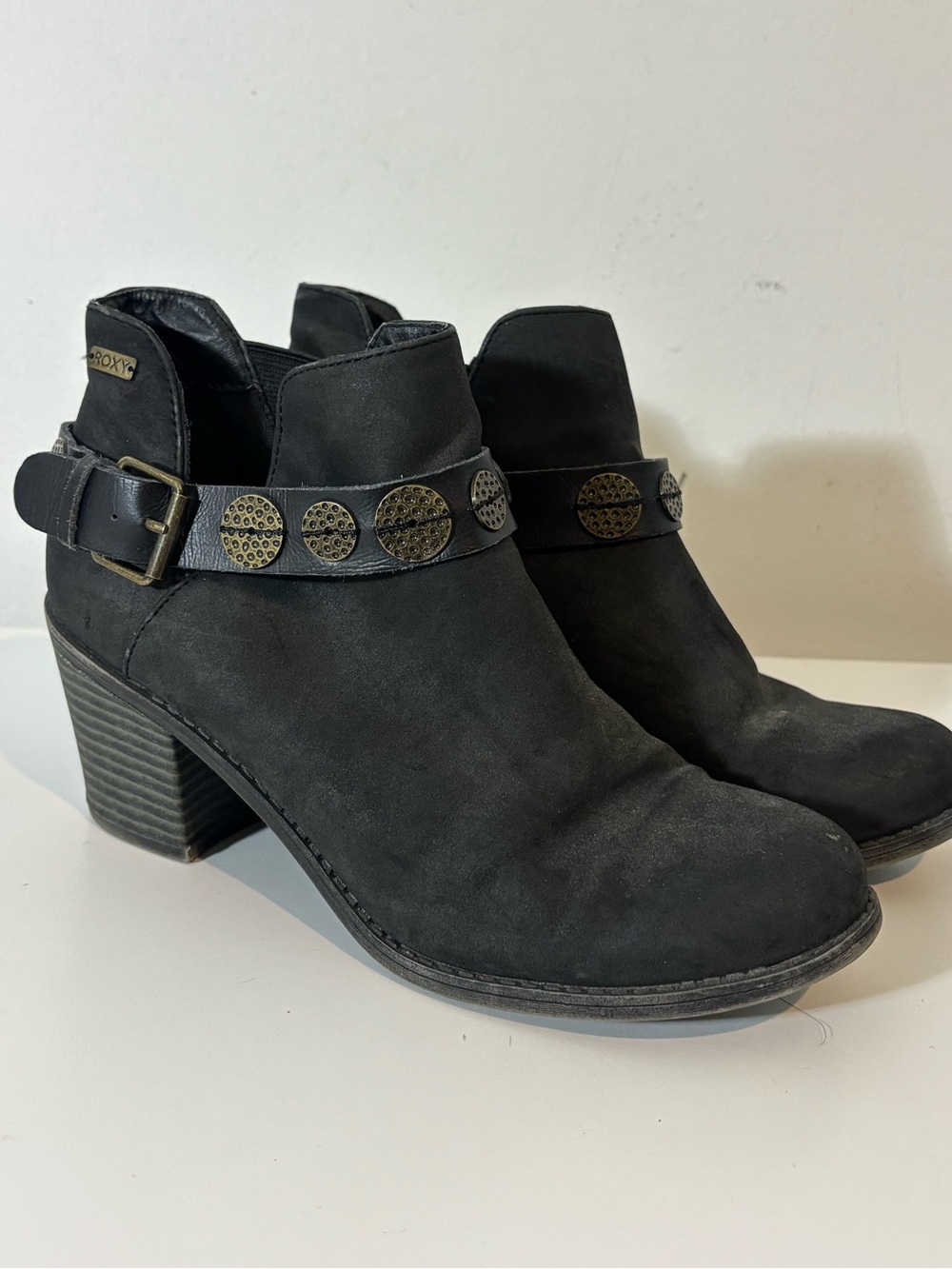 Roxy Women Size 8 Women Cassidy Black Ankle Booties Block Heel Fall Casual